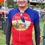 Cyclist Wearing New Belgium Jersey