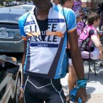 Cyclist wearing Official AIDS/Lifecycle Jersey