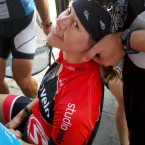 ALC cyclist Lynn Speckman getting neck massage