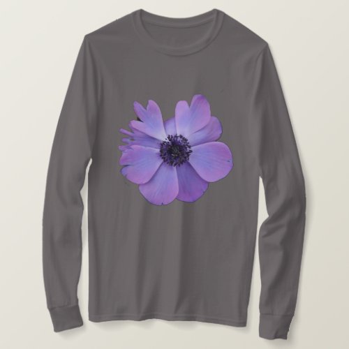 Anemones Flowers Long Sleeve T-shirt in Gray.