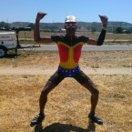 AIDS/Lifecycle Cyclist dressed as Wonder Woman