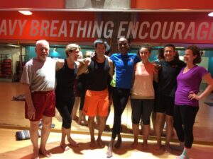 Crunch Gym Yoga Teacher, Tony Eason & Yoga Students