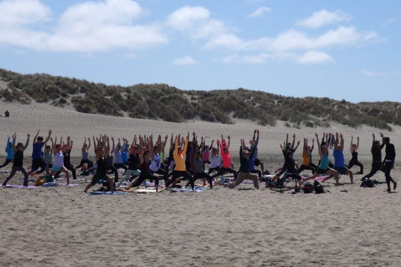 Office Yoga Class on Ocean Beach, San Francisco
