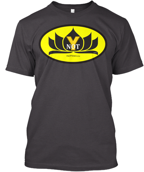 The Ynot T-shirt. Batman Style Superhero Design with Lotus flower . Charcoal T-shirt.