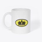 The Ynot Coffee Cup. Batman Style Superhero Design with Lotus flower .White Coffee Cup.