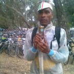 AIDS/Lifecycle Cyclist Tony Eason drinking coffee