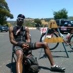 AIDS/Lifecycle Cyclist Tony Eason sitting down.