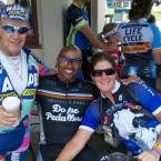 AIDS/lifecycle Cyclist, Blake Strasser & Ramon Bostic at Finish Line