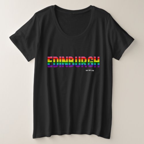 Edinburgh Pride T-shirt. City name is in the color of rainbow flag.