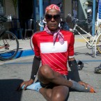 AIDS/Lifecycle Cyclist, Tony Eason doing Yoga