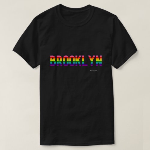 Brooklyn Pride T-shirt. City name is in the color of rainbow flag.