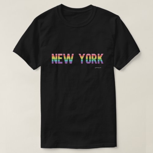New York Pride T-shirt. City name is in the color of rainbow flag.