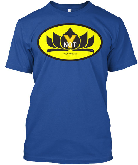 The Ynot T-shirt. Batman Style Superhero Design with Lotus flower .Dark blue T-shirt. 