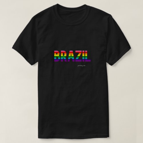 Brazil Pride Rainbow Flag T Shirt in Black