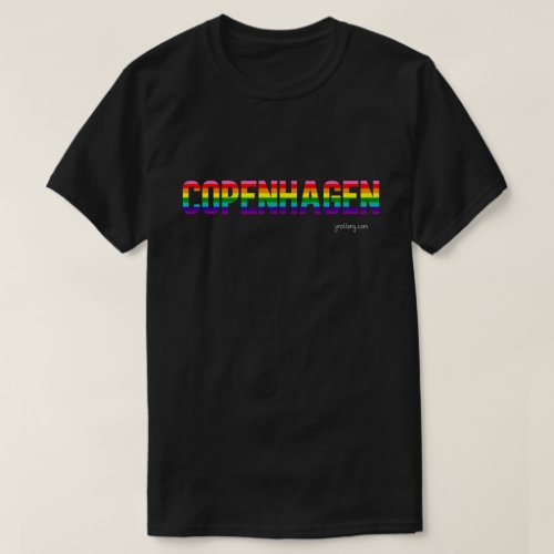 Copenhagen Pride Rainbow Flag T Shirt in Black.