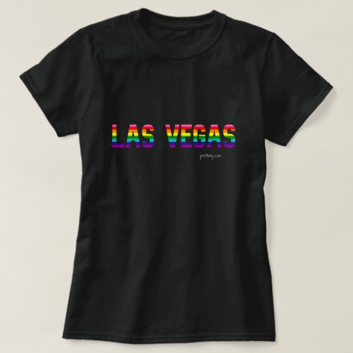 Las Vegas Pride T-shirt. City name is in the color of rainbow flag.