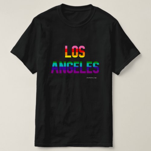 Los Angeles Pride Rainbow Flag T Shirt in black.