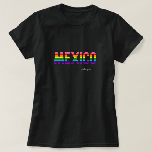 Mexico Pride Rainbow Flag T Shirt in Black