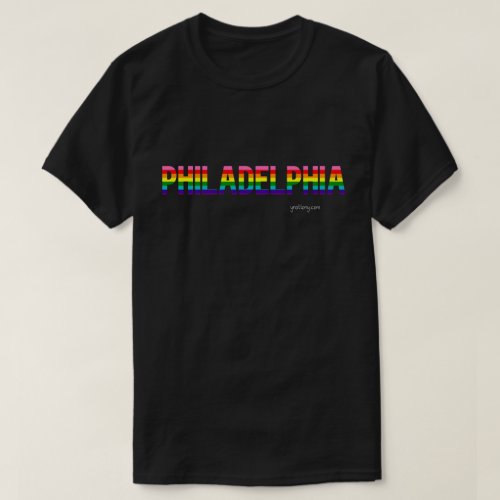 Philadelphia Pride Rainbow Flag T Shirt in black