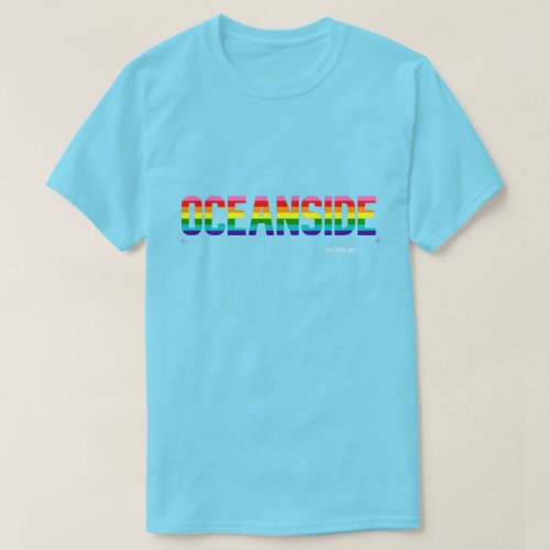 Oceanside Pride Rainbow Flag T-shirt in Blue