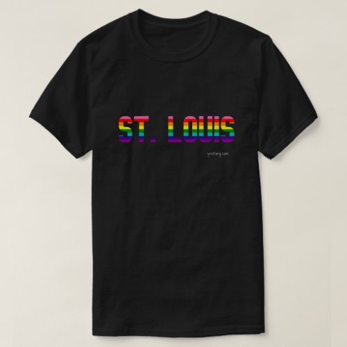 St. Louis Pride Rainbow Flag T Shirt in black.