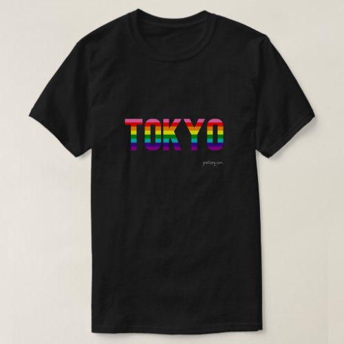 日本 Toyko Pride T-shirt. Letters of city are in colors of the rainbow.
