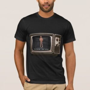 The Emperor's New Clothes Men's T-shirt. Former President Donald Trump standing naked in a prison cell [with crown on].